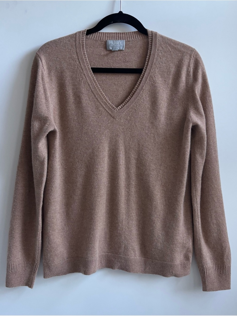 Pure Collection Cashmere V-Neck Sweater Longsleeve in Caramel Size 8/10R
